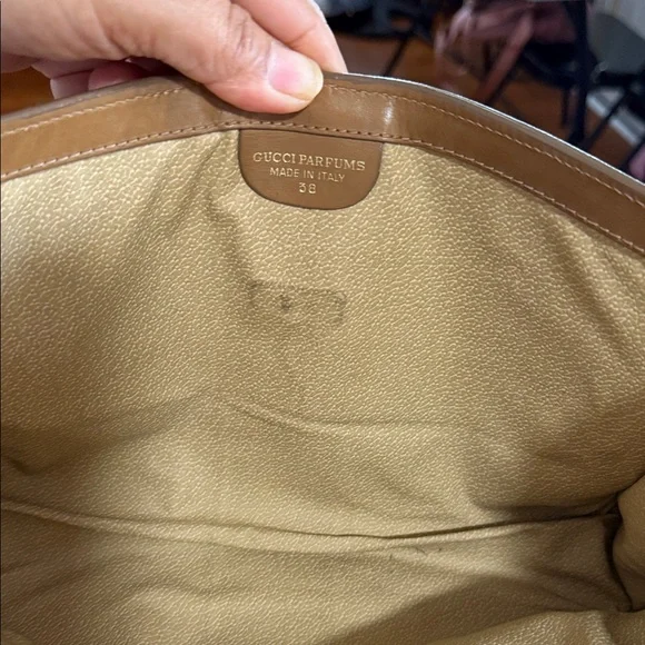 Gucci Tan Suede Clutch with Green and Red Accents - Picture 10 of 12